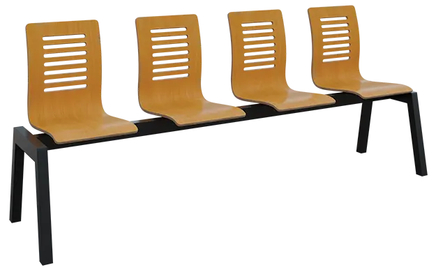 CARMEN 4, dřevěná lavice do čekárny, 4-sedák, buk, kostra černá